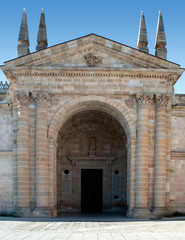 Fototapeta na wymiar Entrance to a church Romanesque art, located in the Spanish province of Zamora