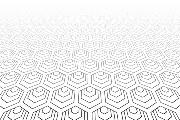 Hexagons pattern. Diminishing perspective.