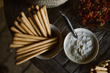 bread sticks and vegan dip