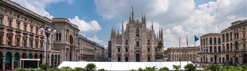 Panoramic view of the Cathedral Duomo, the Vittorio Emanuel Gallery and the Museo del Novecento in...