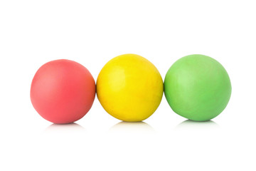 plasticine. play dough. clay. circle. traffic light concept isolated on white background