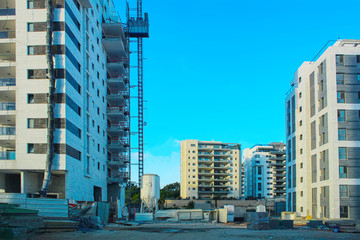 Modern Apartment Buildings in Israel. New District in Israel in Rishon LeZion city.Residential...