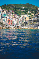 Scenic view of colorful village Riomaggiore.