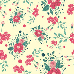 Cute romantic seamless flower pattern. Suitable for wallpapers, fashion prints and wrapping.