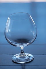 empty wine glasses restaurant interior serving / beautifully served glass wine glasses