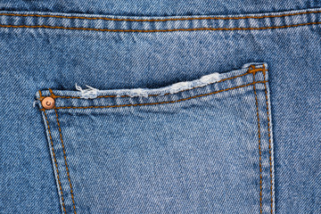 Closeup of blue Jeans detail. denim background.