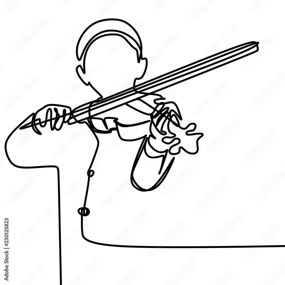 Poster violin music player with single continuous one line art vector