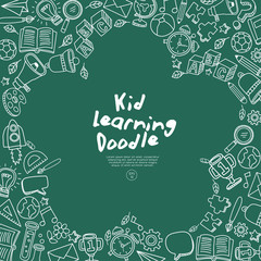 Set of hand drawn kid learning doodles  : Vector Illustration