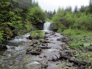 Artificial waterfall on the stream