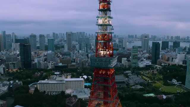 4k Drone - The Skyline Of Tokyo At Dawn.  Capital Of Japan