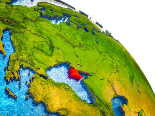 Crimea Highlighted on 3D Earth model with water and visible country borders.