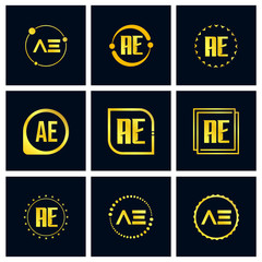Initial Letter AE Logo Set Design