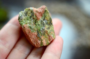 Rough Unakite. Crystals for Perspective, Balance, Self-Worth. Pink Feldspars and Green Epidote - Raw Crystals for Growth and Change Active