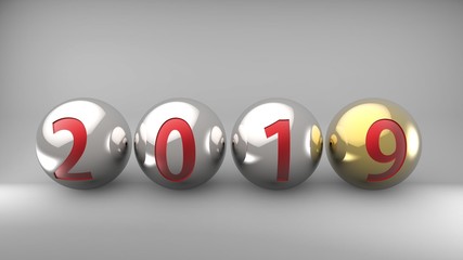 Happy New Year 2019 - 3d render