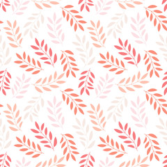 Floral seamless pattern with branches and leaves. Vector illustration.