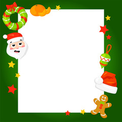 Obraz premium Christmas Frame With Holly Decoration. Vector illustration. Holiday . card poster banner. Colorful