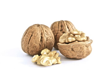walnuts isolated on white background