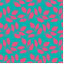 Floral seamless pattern with branches and leaves. Vector illustration.