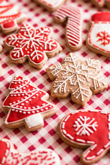 Homemade christmas ginger cookies on table