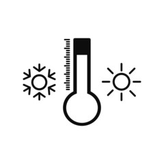 Thermometer, snowflake and sun icon vector illustration eps10. Isolated badge for website or app - stock infographics