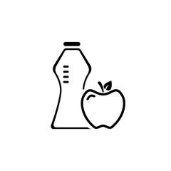 apple and bottle of water icon. healthy lifestyle concept. vector illustration