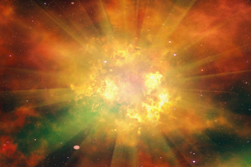 bright explosion flash on a space background