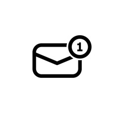 one new message. Mail icon vector, message symbol