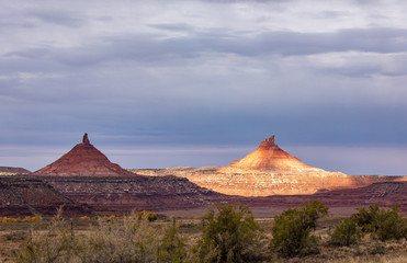 Twin monoliths in Canyonlands National Park, Utah