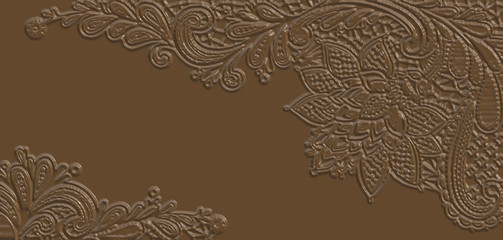 Floral chocolate texture, 3d illustration.