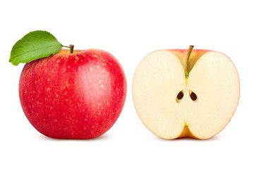 Red juicy apple isolated on white background, clipping path, full depth of field