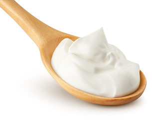 sour cream in glass, mayonnaise, yogurt, isolated on white background, clipping path, full depth of field