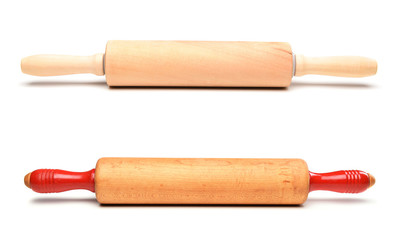Two Rolling Pins with shadow  on white.