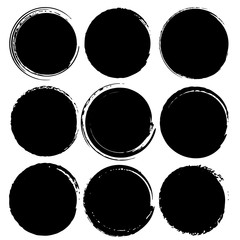 Set of grunge circles, Grunge round shapes, Vector illustration.