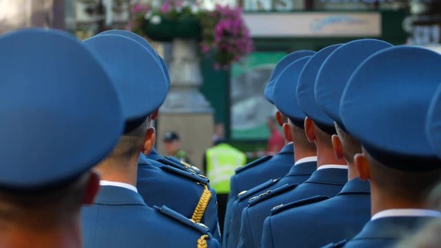 Close up of air forces officers of Ukraine in ranks