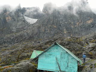 Mount Stanley partly covered by fog, Rwenzori Mountains National Park, Uganda