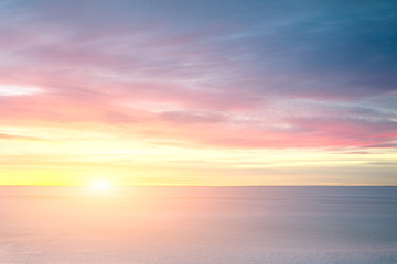 Majestic summer sunset over the Chudskoy lake