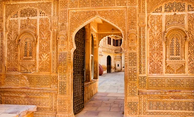 Fotobehang  Architectural detail of the Mandir Palace, Jaisalmer, Rajasthan, India. © olenatur
