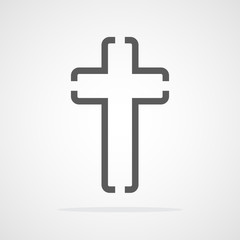 Gray Christian cross icon. Vector illustration.