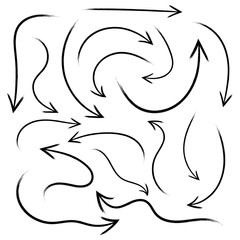 Set of hand drawn arrows. Vector illustration.