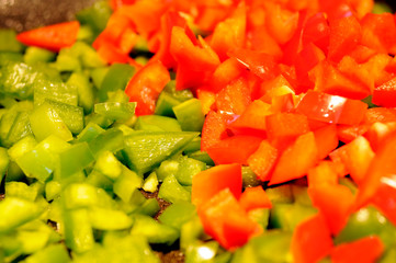 Chopped Red and Green Peppers