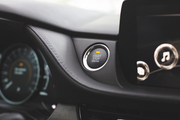 Car inside. New Modern interior of premium car with leather seats.