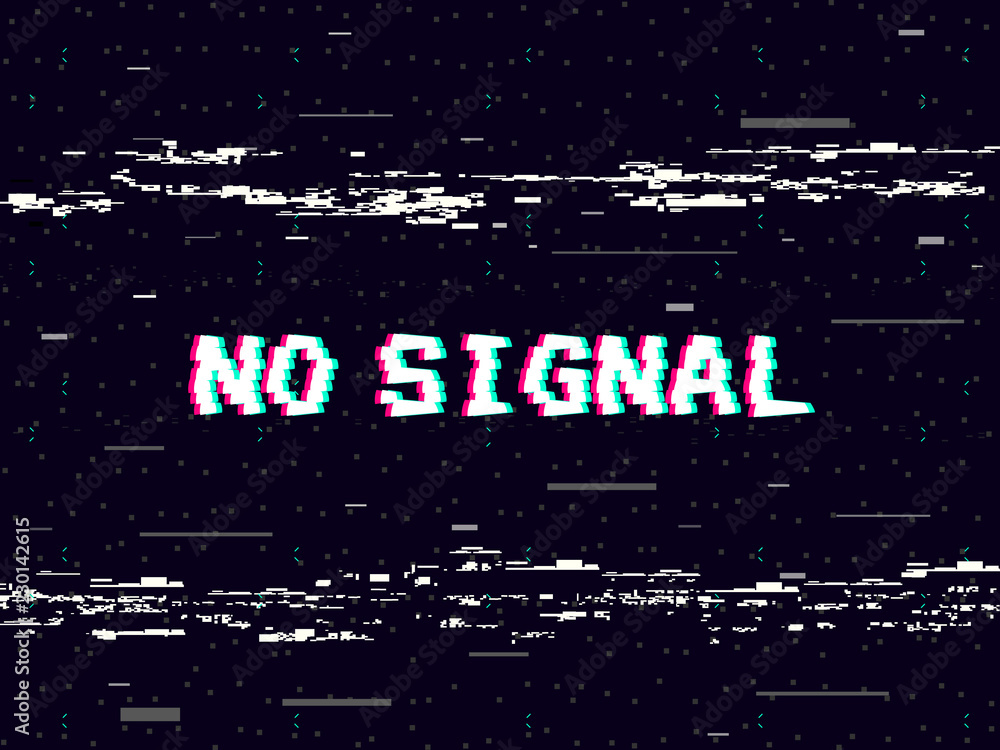 Canvas Prints glitch no signal on black backdrop. tape distortions and lines noise. retro vhs background. old vide