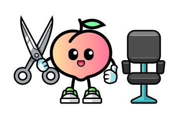 Peach barber man mascot cartoon illustration