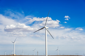 wind power generation under the blue sky