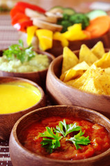 Mexican Salsa Guacamole Melted Cheese Nachos