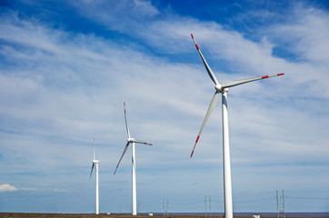 wind power generation under the blue sky