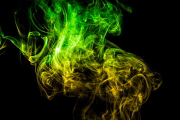 Colored smoke on black background