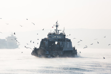 January, 2012. Vladivostok - Winter views of the commercial and sea ports of the city of...