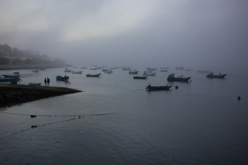 Boats in Fog in Porto