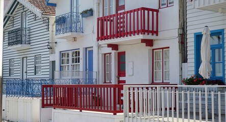 colorful houses of costa nova in portugal